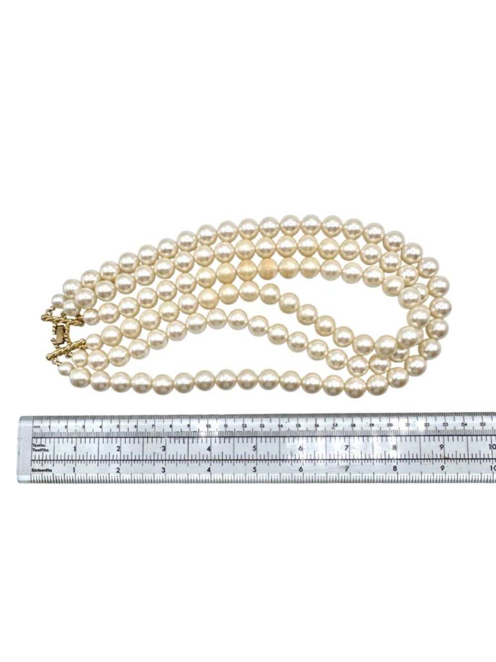 Vintage Statement Faux Pearl Necklace Multi-Strand 12mm 18" Bridal Runway Collar - Picture 5 of 6